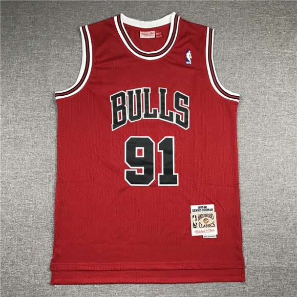 Mens Dennis Rodman Stitched Red Jersey